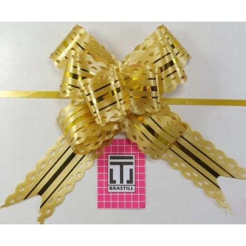 Laço Pronto Rendado Dourado 3cm x 48cm